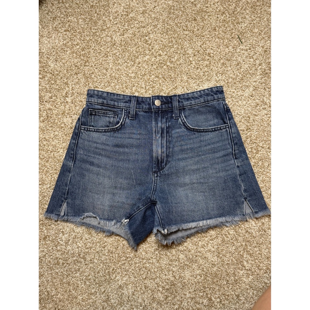 Joe's Jeans The Kinsley High Rise 4" Short Medium Wash Blue Denim Frayed Hem 26